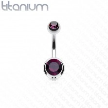 Titanium belly piercing - balls with glittery zircons, length 12 mm