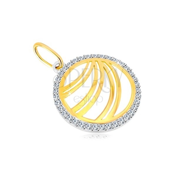 585 gold pendant - double line of zircon ringlet of white gold