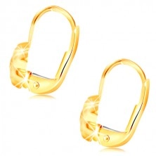 585 gold earrings - flower with six round petals, clear zircon in the centre
