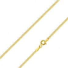 Yellow 14K gold chain - glossy oval rings, connection in series, 500 mm