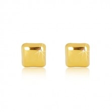 375 gold earrings - simple square with glossy surface
