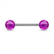 Neon tongue ring with glitters