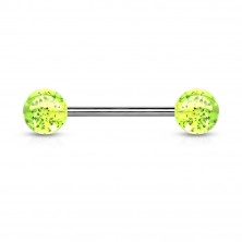 Neon tongue ring with glitters