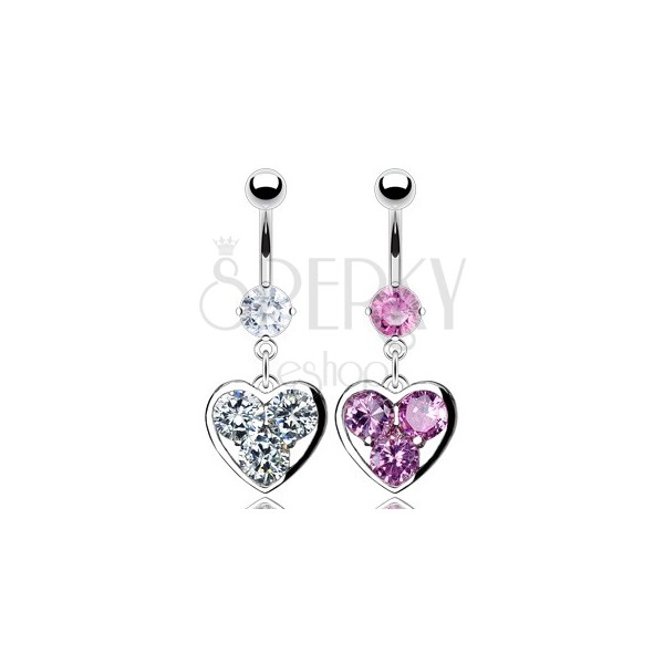 Zirconic heart belly button ring
