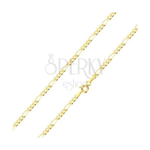 585 gold chain - Figaro motif, oblong ring and three oval rings, 550 mm