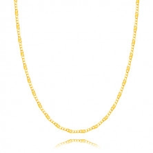 585 yellow gold chain - three oval rings, oblong ring with rectangle, 550 mm