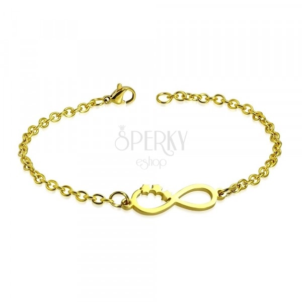 Steel bracelet in a gold hue – infinity symbol, stars