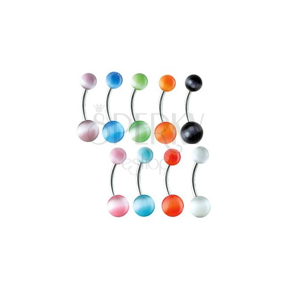 Belly button ring with colorful ball beads
