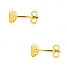 Yellow 9K gold earrings - square contour, cut square zircon of clear colour