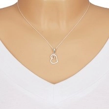 925 silver necklace - irregular heart contour with zircons, heart