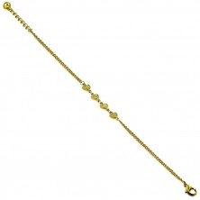 Stainless steel bracelet of gold colour - heart row, jingle bell