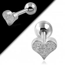Steel ear piercing - sand heart and ball in silver colour