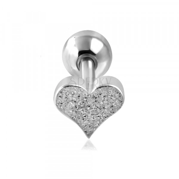 Steel ear piercing - sand heart and ball in silver colour