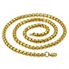 Chain made of 316L steel in gold colour, shiny oval links, 620 mm