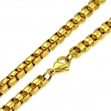 Chain made of 316L steel in gold colour, shiny oval links, 620 mm