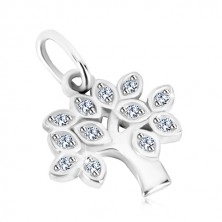 925 silver pendant - life three, leaves with clear round zircons