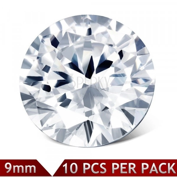 Set of spare round zircons of clear colour, 9 mm