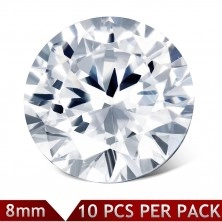 Set of spare round zircons of clear colour, 8 mm