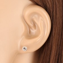 925 silver studs, glittery zircon of clear colour, round holder