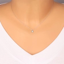 White 375 gold pendant - square with round transparent zircons