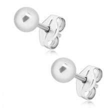 Studs, 925 silver - ball, smooth and glossy surface, 4 mm