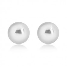 Studs, 925 silver - ball, smooth and glossy surface, 4 mm