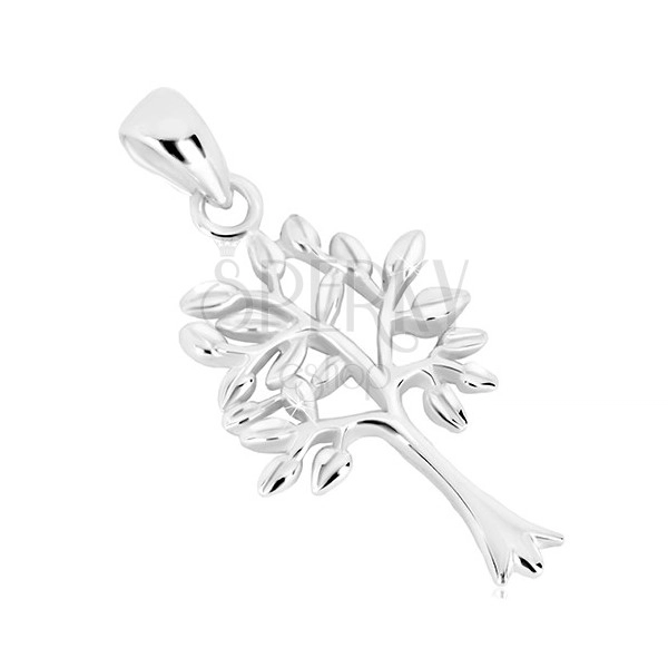 Pendant - life tree, narrow trunk with branched tree-top, 925 silver