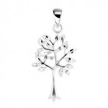 Pendant - life tree, narrow trunk with branched tree-top, 925 silver