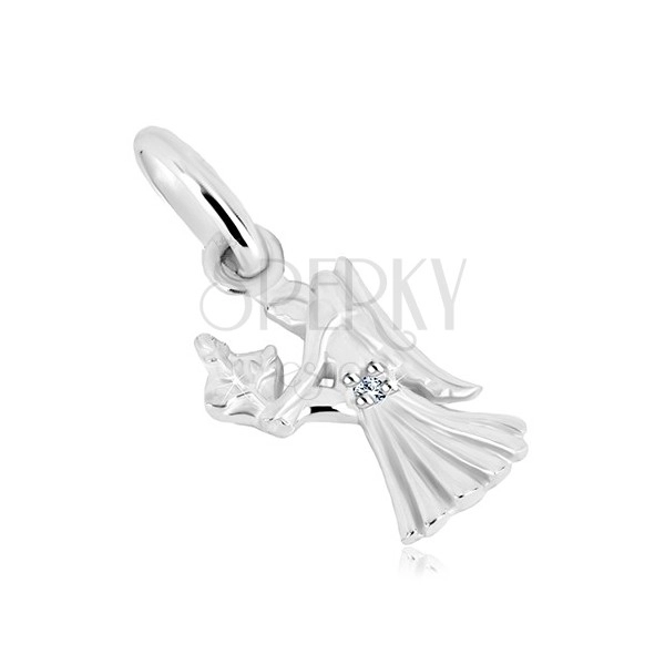 925 silver pendant - girl with wings and ear of wheat, zodiac sign VIRGO