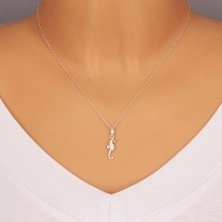 925 silver pendant - seahorse, glossy surface, decorative cuts