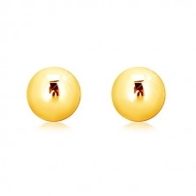 Yellow 375 gold earrings - glossy ball, screw back earrings, 5 mm
