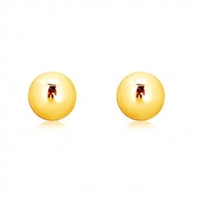 Yellow 9K gold earrings - simple ball, studs with screw back, 4 mm