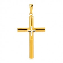 925 silver pendant - cross of gold colour, smaller cross in center, grain cuts
