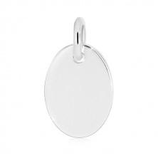 925 silver pendant - flat plate with glossy surface, simple oval