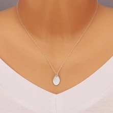 925 silver pendant - flat plate with glossy surface, simple oval