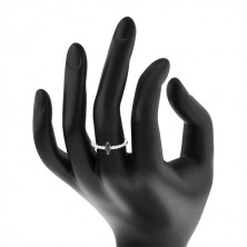 925 silver ring - narrow arms, zircon grain of black colour, clear zircons