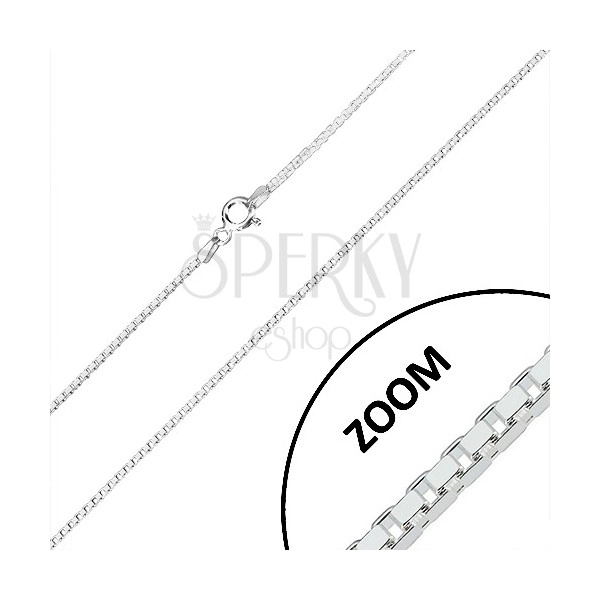 925 silver chain - glossy angular elements, square cross-section, 1,2 mm