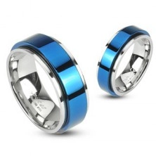 Stainless steel spinning ring - blue colour
