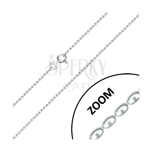 925 silver chain - glossy round rollers and short sticks, 1,2 mm