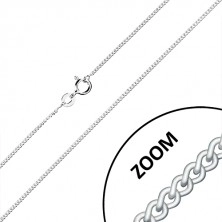 925 silver chain - twisted oval rings, connected into series, 1,3 mm