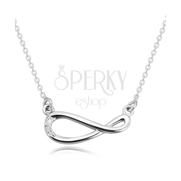925 silver necklace - glittery chain, symbol of infinity with brilliant