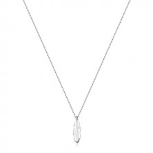 925 silver necklace - glossy feather with clear round brilliant, glittery chain 