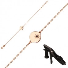925 silver set, pink-gold hue - bracelet and necklace, circle, Polaris and diamond