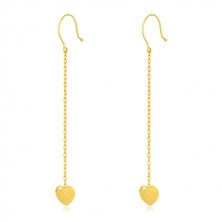 Yellow 9K gold earrings - symmetric heart on chain, Afrohooks