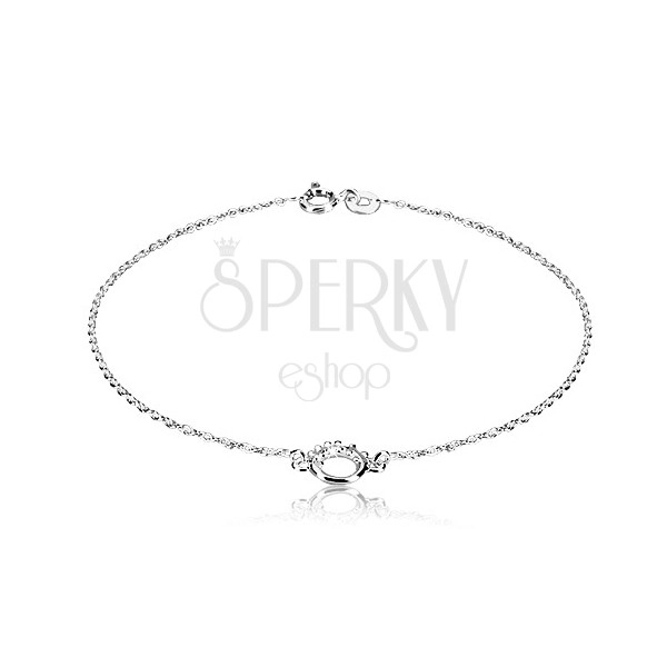 925 silver bracelet - glossy circle with dotted half, fine chain