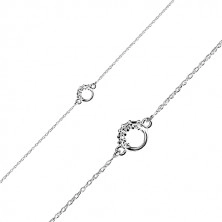 925 silver bracelet - glossy circle with dotted half, fine chain