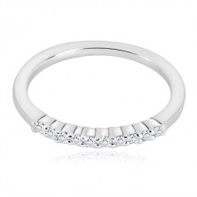 925 silver ring - glittery line of transparent zircons, narrow arms