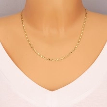 Yellow 585 gold chain - oval rings, oblong rings with rectangle, 500 mm