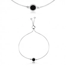 925 silver bracelet - chain with snake motif, circle with black center