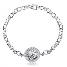 Silver 925 bracelet - carved circle with Celtic cross and zircons